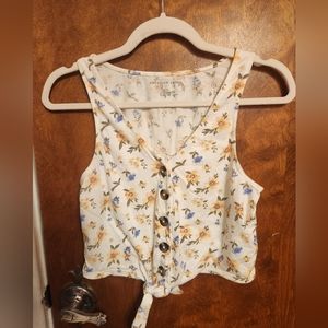 American Eagle Floral Button Tank